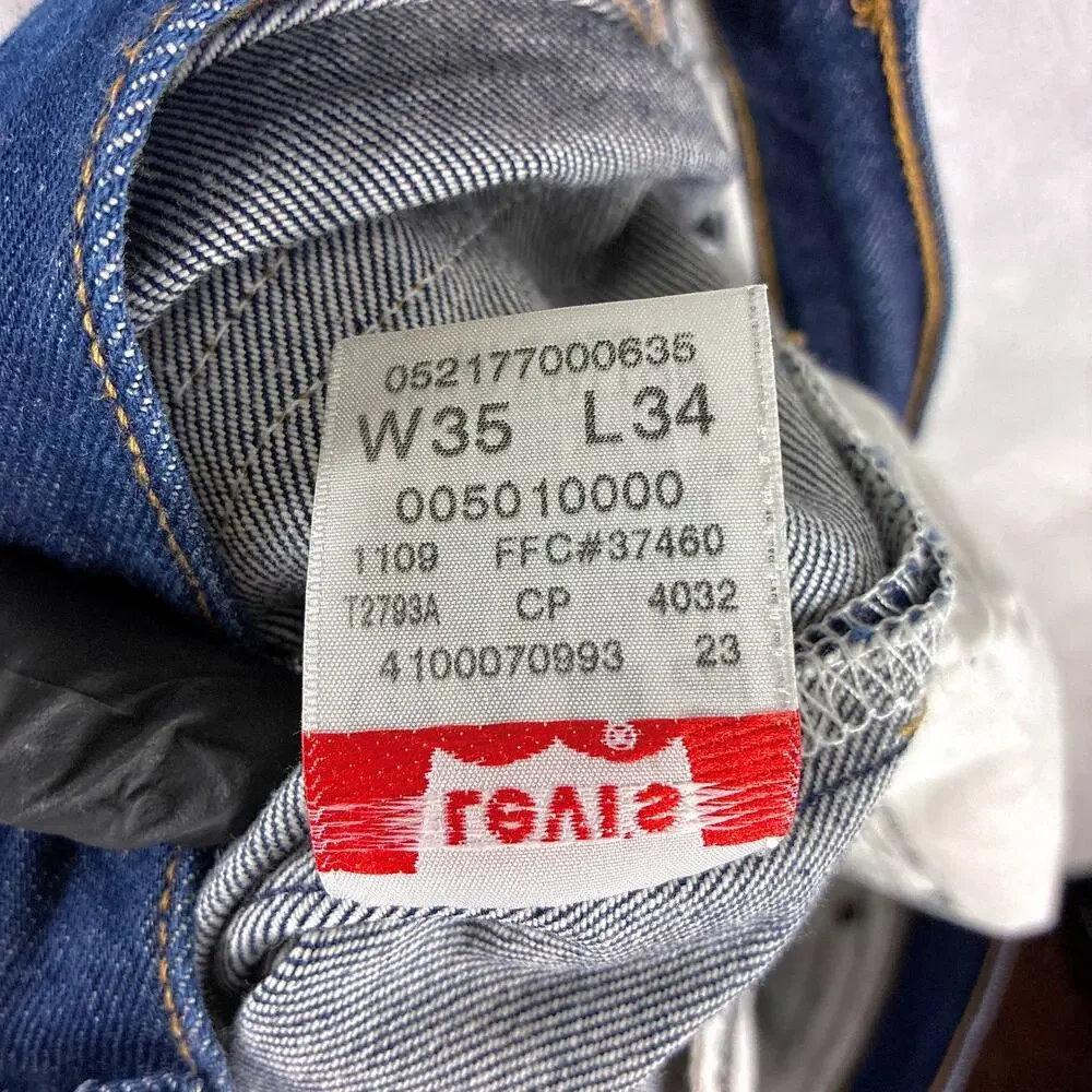 VTG Levis 501xx Jeans Mens 35x34 (35x32) Indigo Rigid Raw Wash Button Fly Y2K